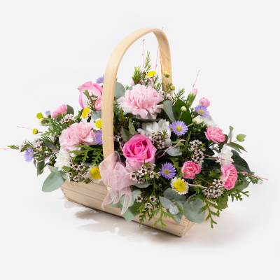 Just Because - A pretty collection of timeless, favourite flowers skilfully arranged in a beautiful basket to send your message in a wonderful way. 
